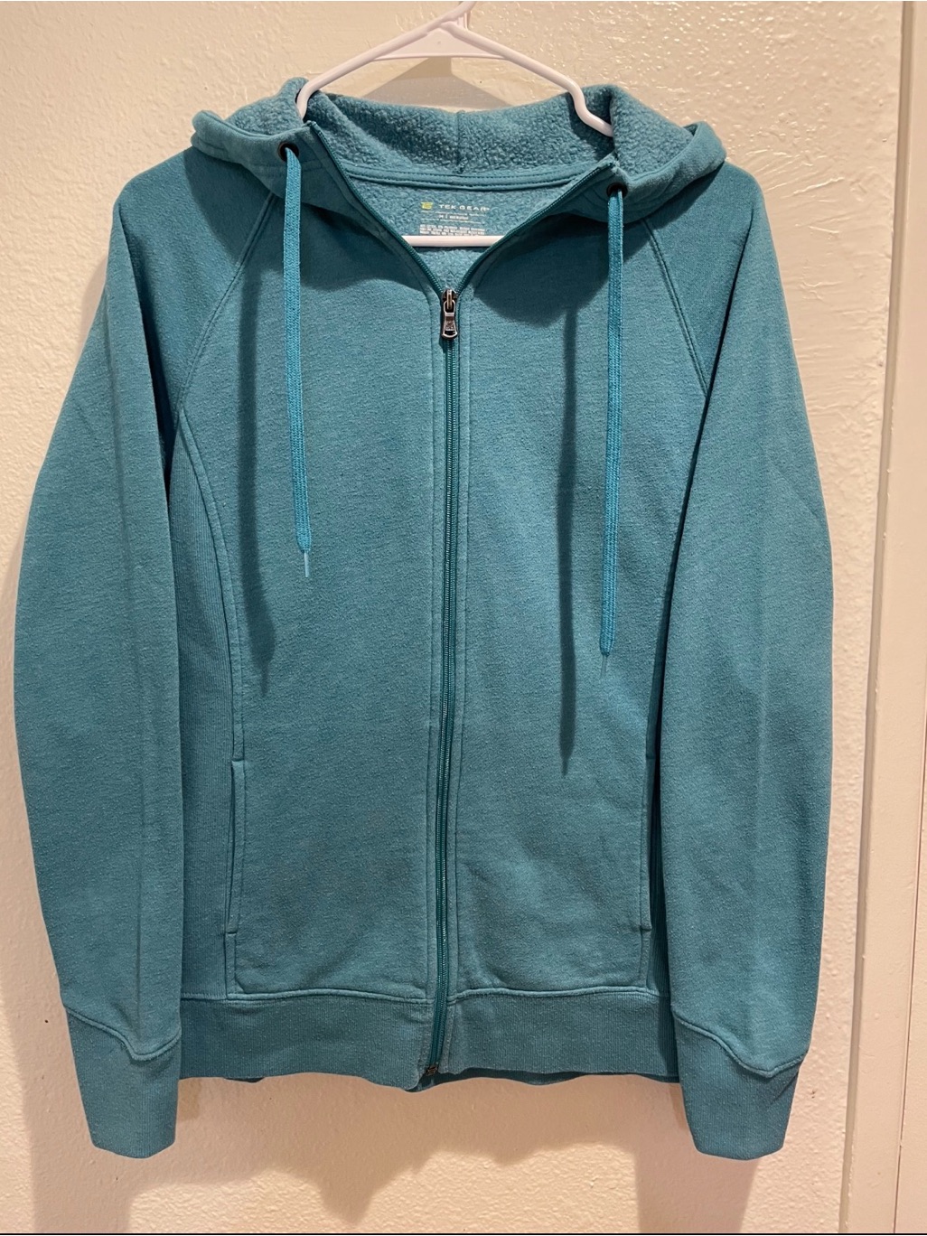 Tek Gear Ultrasoft Fleece Full Zip Hoodie Jacket Womens Teal Blue Size Medium